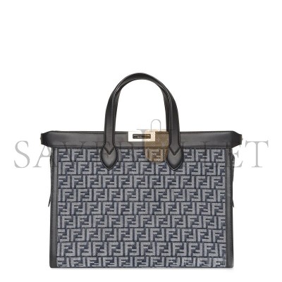 FENDI PEEKABOO ISEEU FORTY8 HANDBAG BLUE FF DENIM HANDBAG 7VA566AMA8F1KAC (41*29.5*16cm)